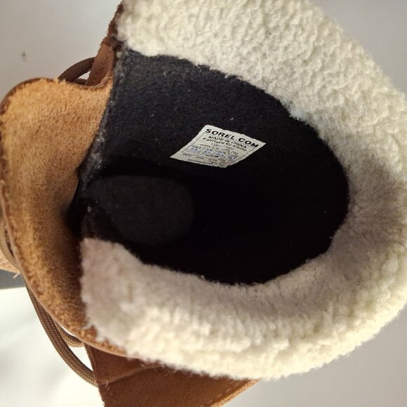 Sorel Caribou Womens Beige/Tan Waterproof Rubber Sole Winter Boots Laced Sz 8.5 - Picture 9 of 11